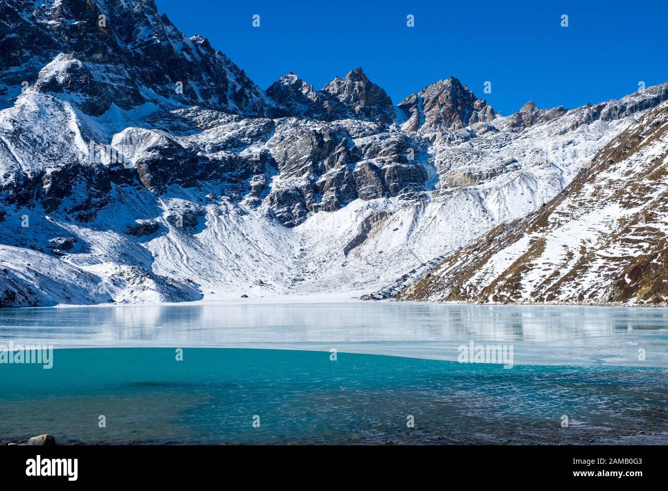 Gokyo in den Bergen des Nepal Himalaya, Teil der Drei Pässe des Trekkkingweges Stockfoto