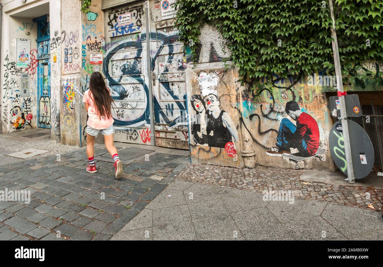 Straßenszene kreuzberg Stockfoto