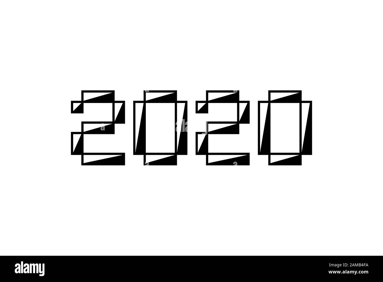 Frohes chinesisches Neujahr der Ratte. Zahleninschrift 2020. Vorlage für das Design von Grußkarten im Pixelart-Bitmap-Stil für Winterferien. Festliche banne Stock Vektor