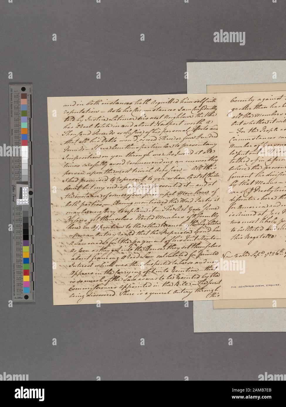 Lesen Sie, George Newcastle An Benjamin Chew Die Digitalisierung wurde durch ein Lead-Geschenk der Polonsky Foundation ermöglicht.; Lesen Sie, George. Newcastle. An Benjamin Chew Stockfoto