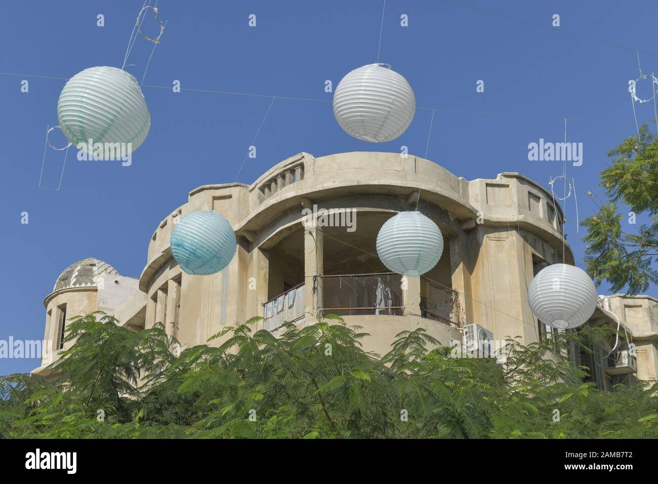 Wohnhaus im Bauhaus-Stil, Nachalat Benyamin, Weiße Stadt, Tel Aviv, Israel Stockfoto