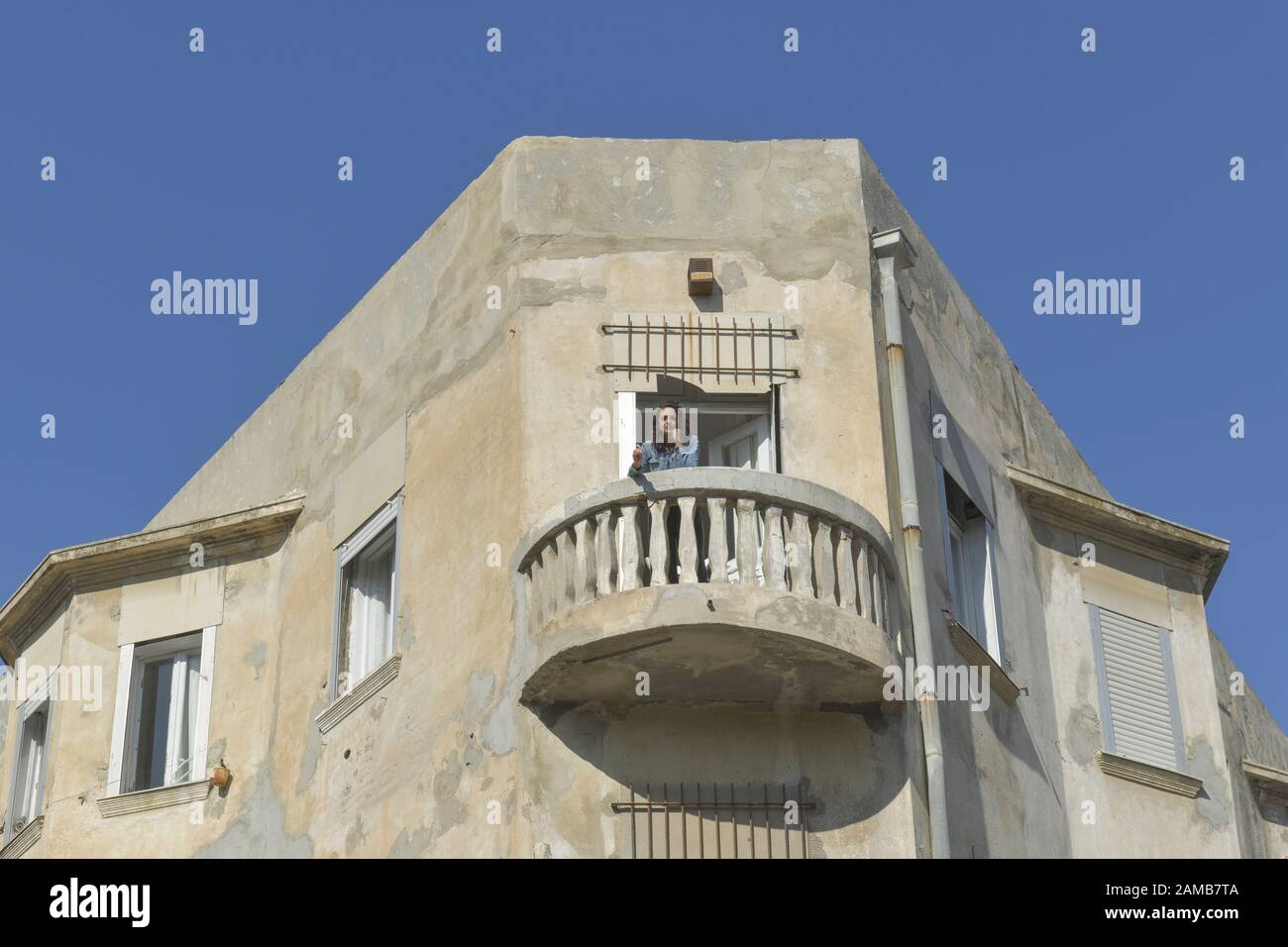 Wohnhaus im Bauhaus-Stil, Nachalat Benyamin, Weiße Stadt, Tel Aviv, Israel Stockfoto