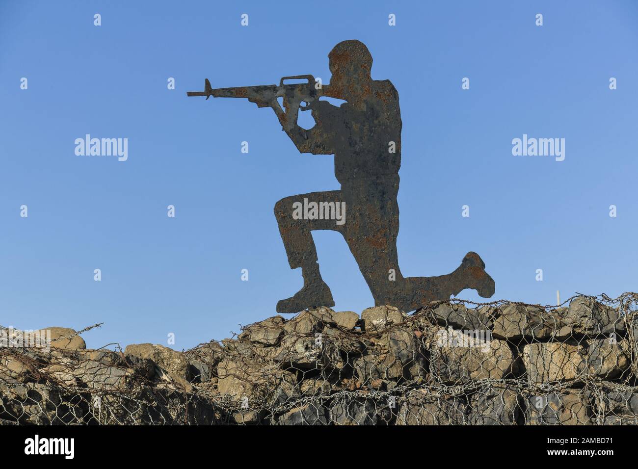 Das ist ein Denkmal für den Sechstagekrieg, den Aussichtspunkt Mount Bental, Golanhöhen, Israel Stockfoto