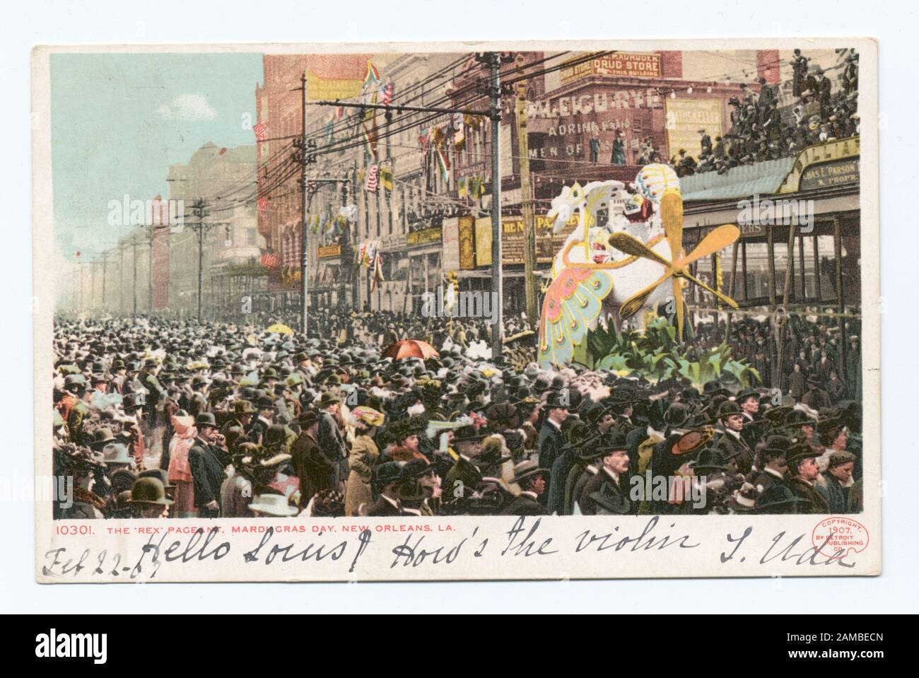 Rex Pageant, Mardi Gras Day, New Orleans, La Postcard Seriennummer: 10301 Erste Erscheinung von 'Phostint' Tradename.; Rex Pageant, Mardi Gras Day, New Orleans, La. Stockfoto