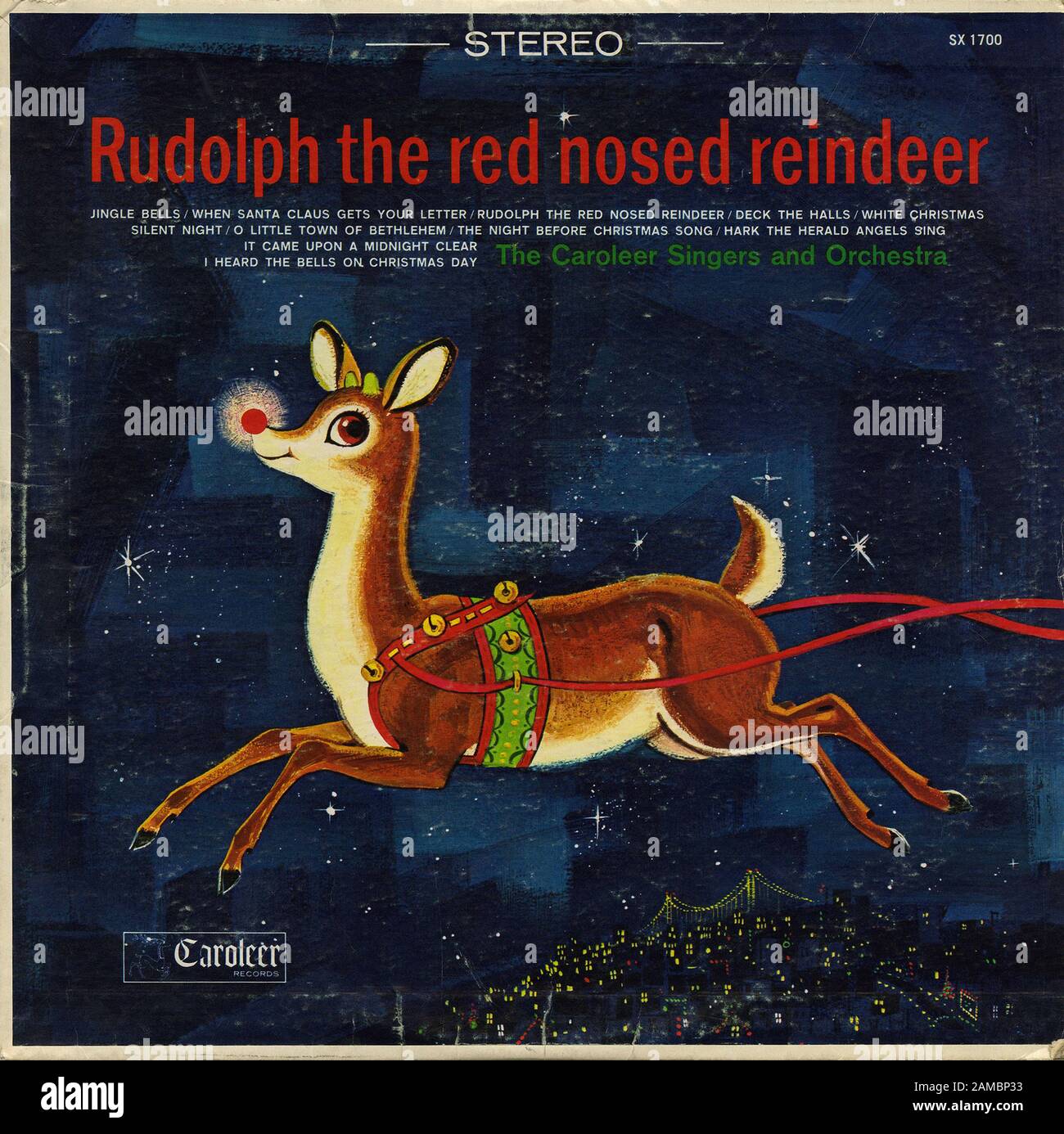 Rudolph The Red Nose Rentierer - klassisches Vinyl-Album Stockfoto