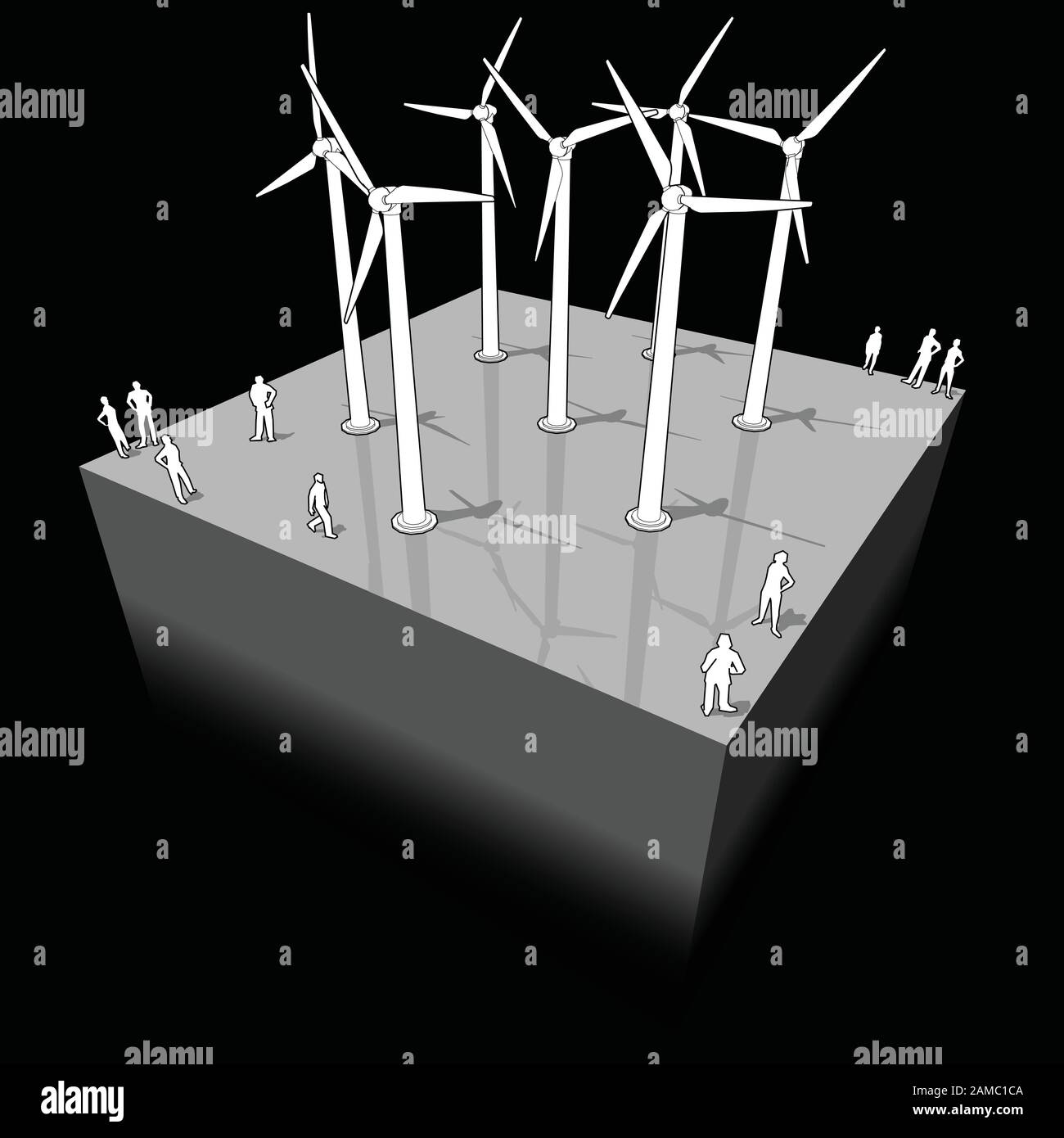 Diagramm eines Windparks Turbinen Stock Vektor