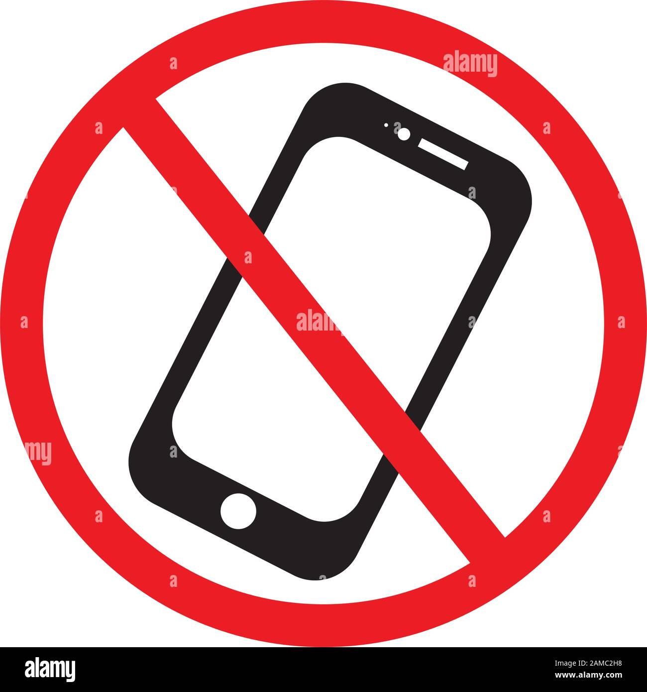 Kein telefonischer Symbolvektor zulässig. Schild, das die Verwendung eines Mobiltelefons untersagt. Vektorgrafiken Stock Vektor