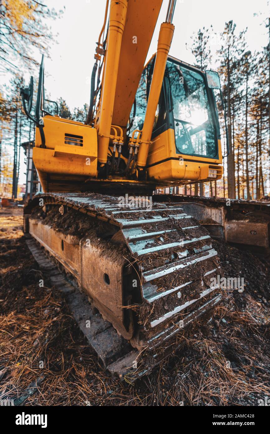 Bagger Bagger Baumaschinen im öffentlichen Park, selektiven Fokus Stockfoto