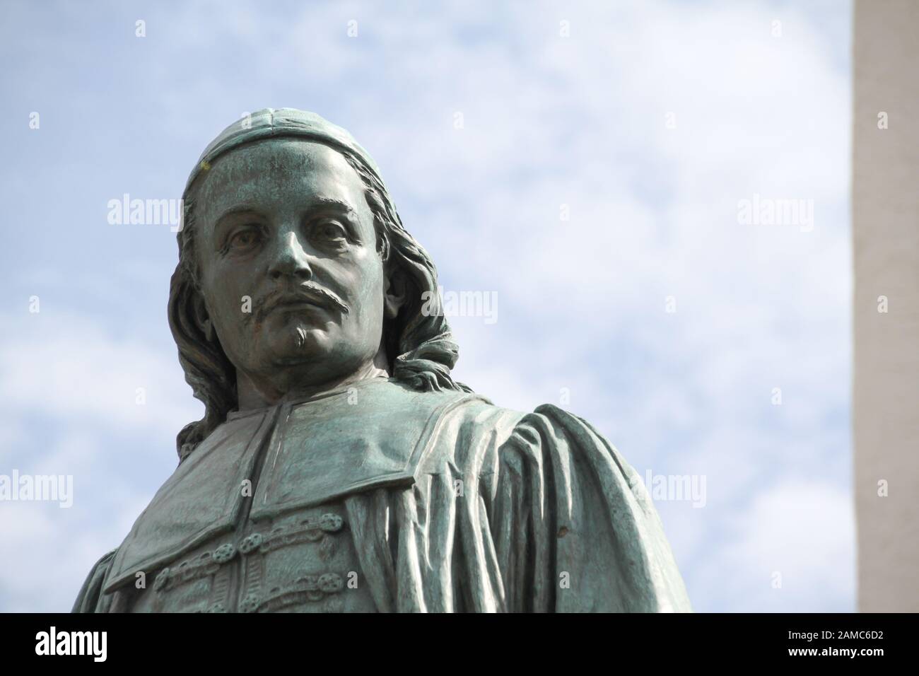 Bronzestatue von Paul Gerhardt in Luebben, Deutschland Stockfoto