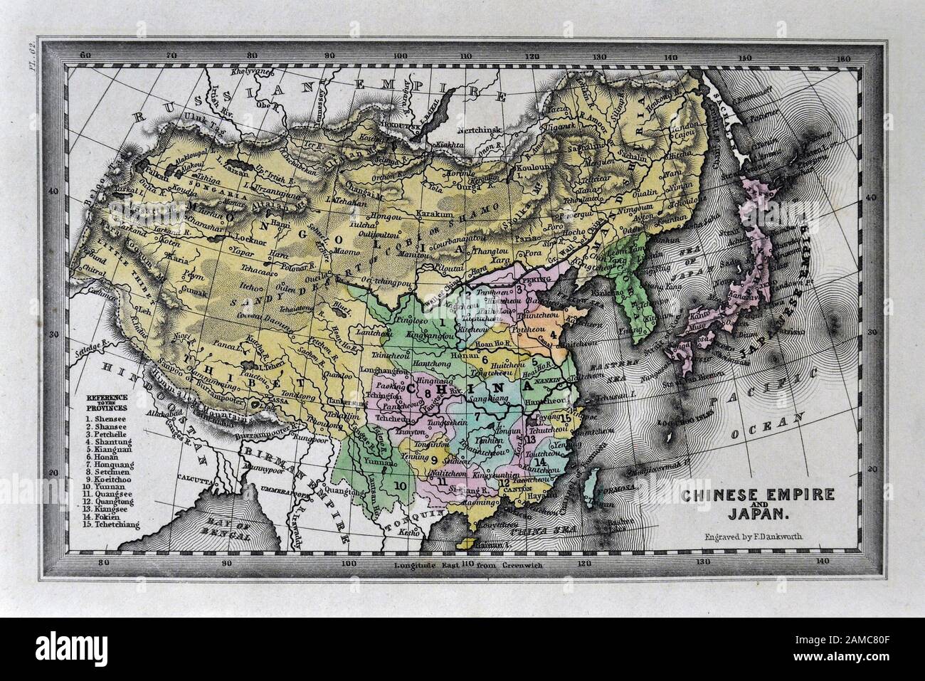 1834 Carey Karte von China Japan Korea Mongolei Asien Stockfoto