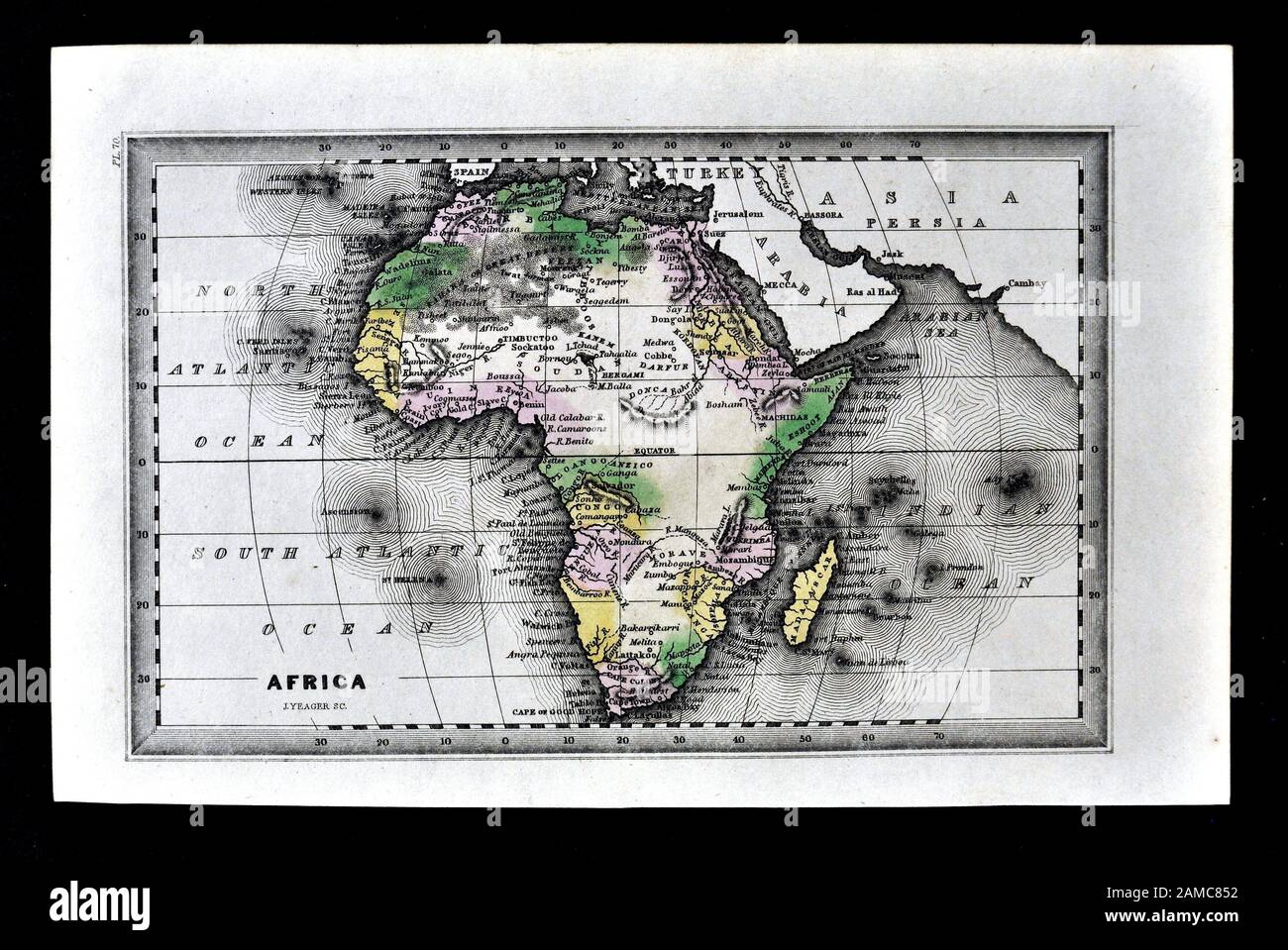 1834 Carey Karte von Afrika Kontinent zeigen, Ägypten, Guinea Sudan Südafrika Kap Kolonie Madagaskar Mosambik und anderen Ländern Stockfoto