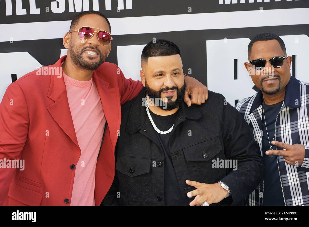 Miami, FL, USA. Januar 2020. Will Smith, Dj Khaled und Martin Lawrence am 12. Januar 2020 auf der Premiere von Bad Boys For Life Miami im Regal South Beach Theatre in Miami, Florida. Kredit: Mpi140/Media Punch/Alamy Live News Stockfoto