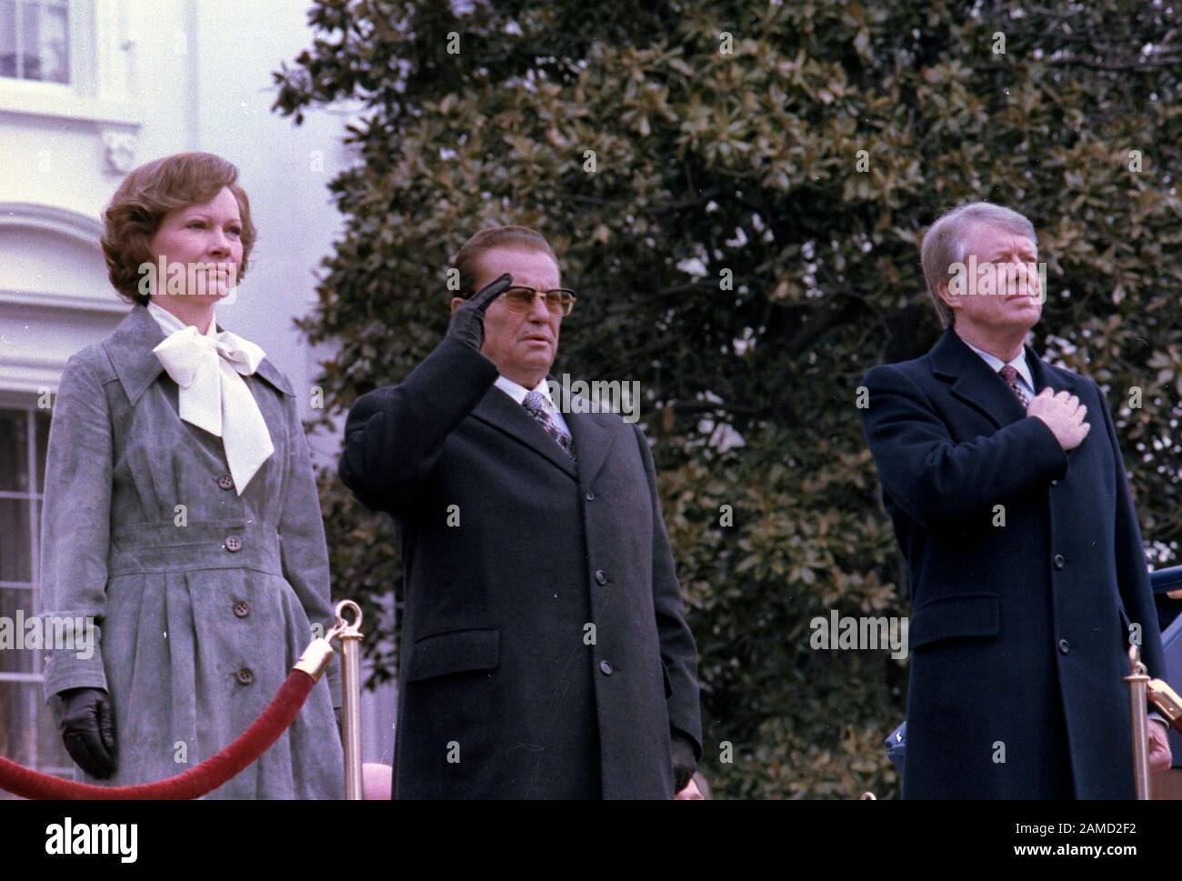 Ankunftsfeier für den Staatsbesuch von Josip Tito, Präsident Jugoslawiens. März 1978 Stockfoto