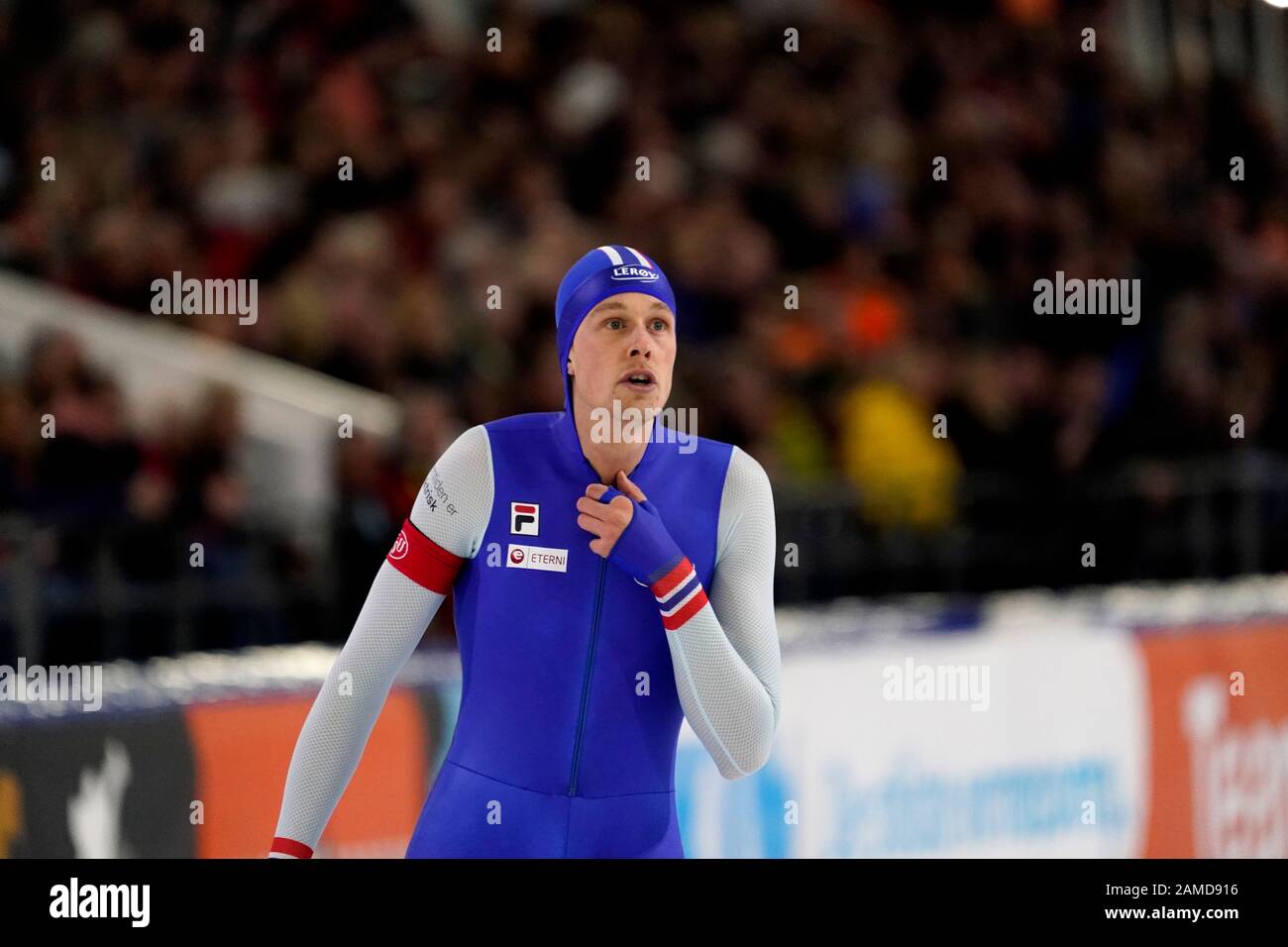 Sindre Henriksen (NOR) 1000 Meter während der ISU-EM Im Speed-Skating am 12. Januar 2020 in Heerenveen, Niederlande. Foto von SCS/Soenar Chamid/AFLO (HOLLAND OUT) Stockfoto