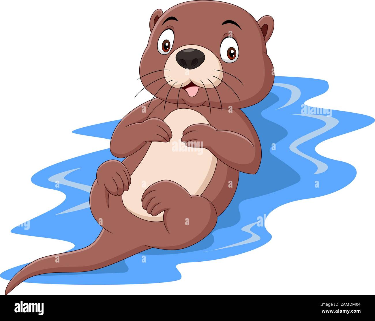 Cartoon lustiger Otter schwimmt auf Wasser Stock Vektor