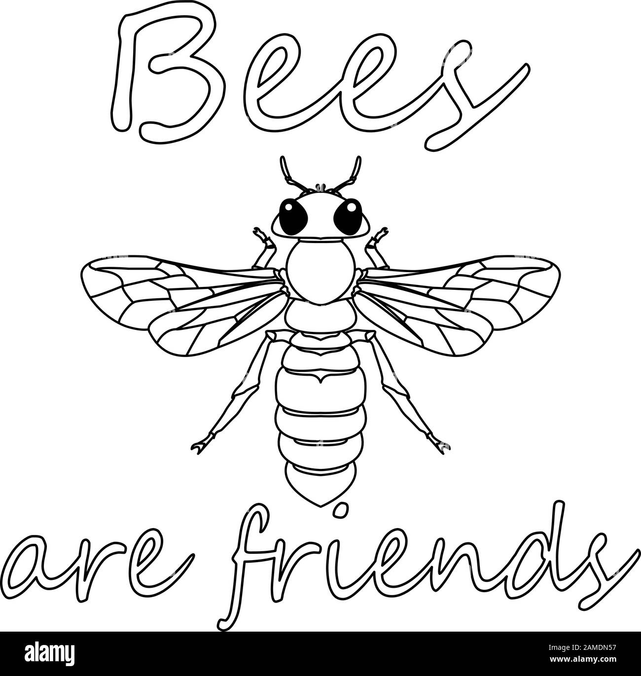 Biene Monochrom-Illustration - Anführungszeichen für Vektortexte und Bienenzeichnung. Beschriftungsplaster oder T-Shirt textiles Grafikdesign. Stock Vektor