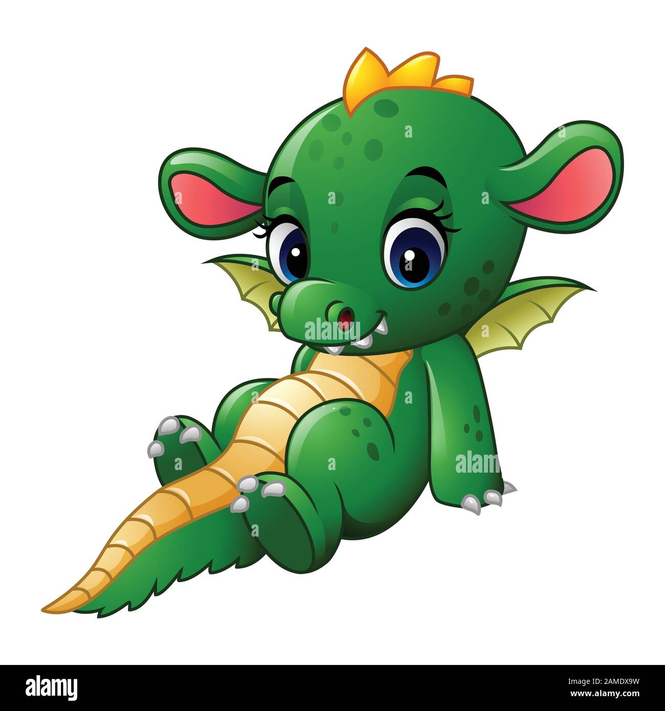 Cartoon Baby Drachen sitzen Stock Vektor