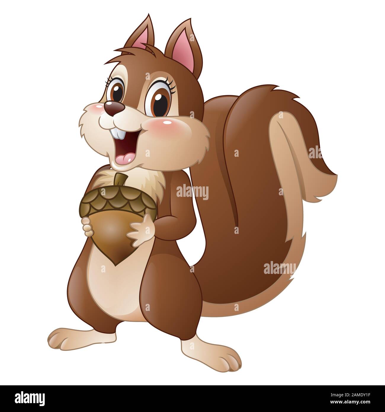 Cartoon lustig Eichhörnchen holding Pine Cone Stock Vektor