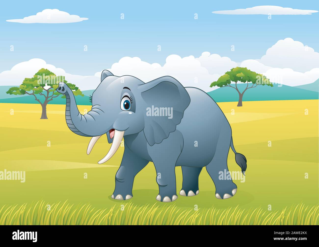 Cartoon lustige Elefanten im Dschungel Stock Vektor
