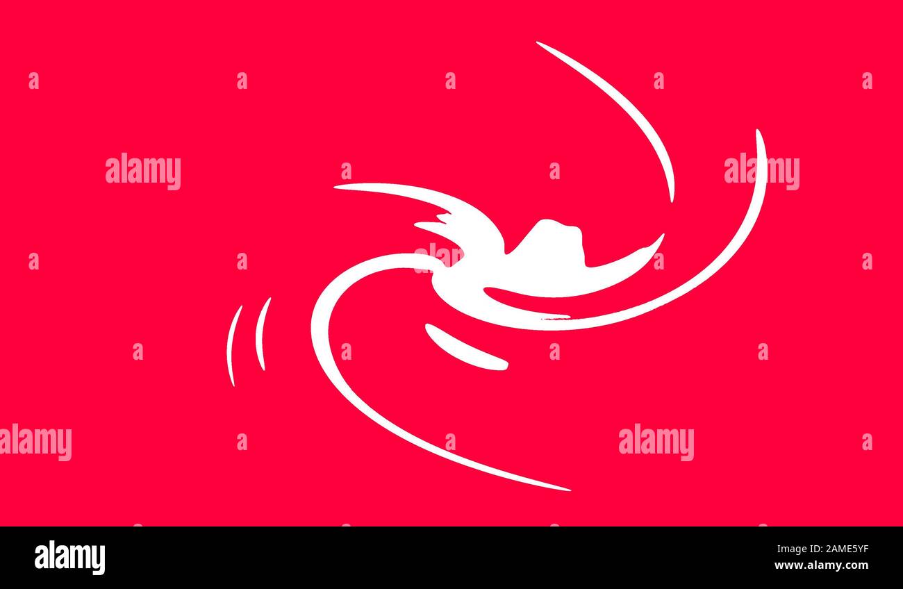 Abstrakte white Swirl Logo auf rosa Hintergrund isoliert Stockfoto