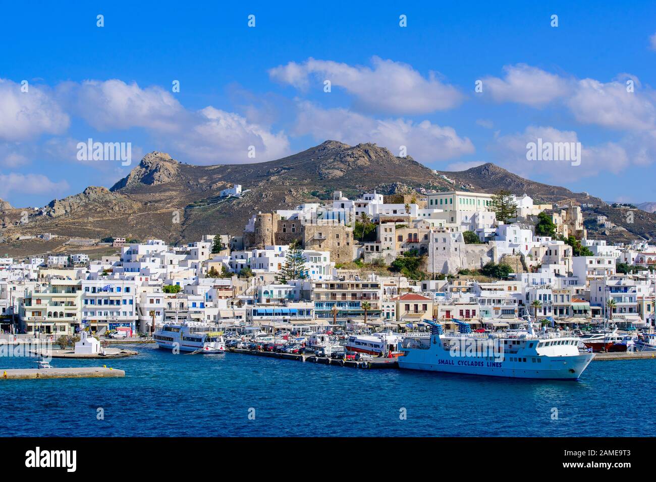 Hafen von Naxos, eine griechische Insel in der Ägäis, Griechenland Stockfoto