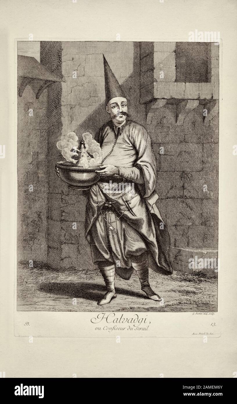 Halvadgi oder Seragliol-Konditor. Von Vanmour, Jean-Baptiste. Jahrhundert Stockfoto