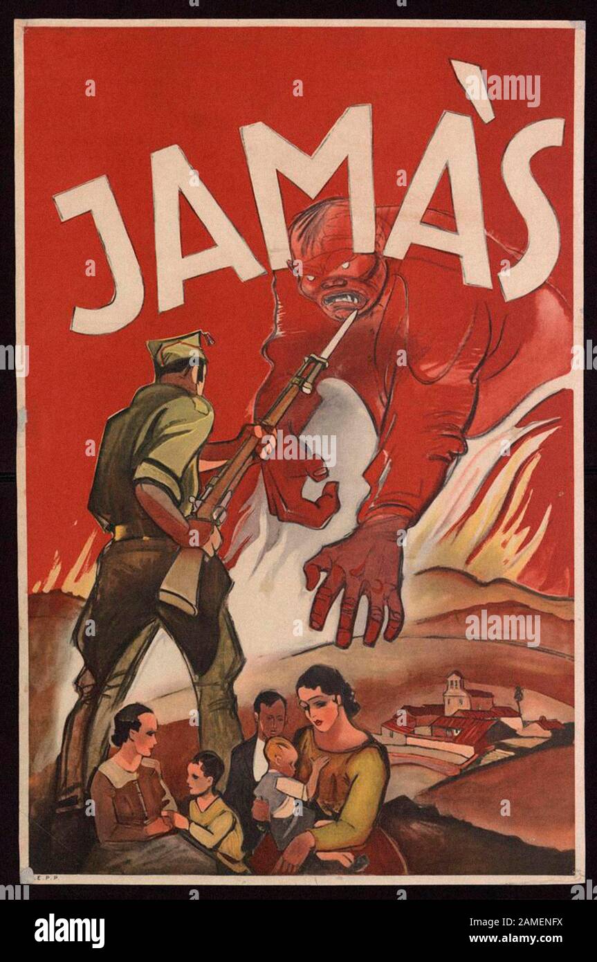 Antikommunistisches Propaganda-Plakat aus dem spanischen Bürgerkrieg. 1937 Stockfoto