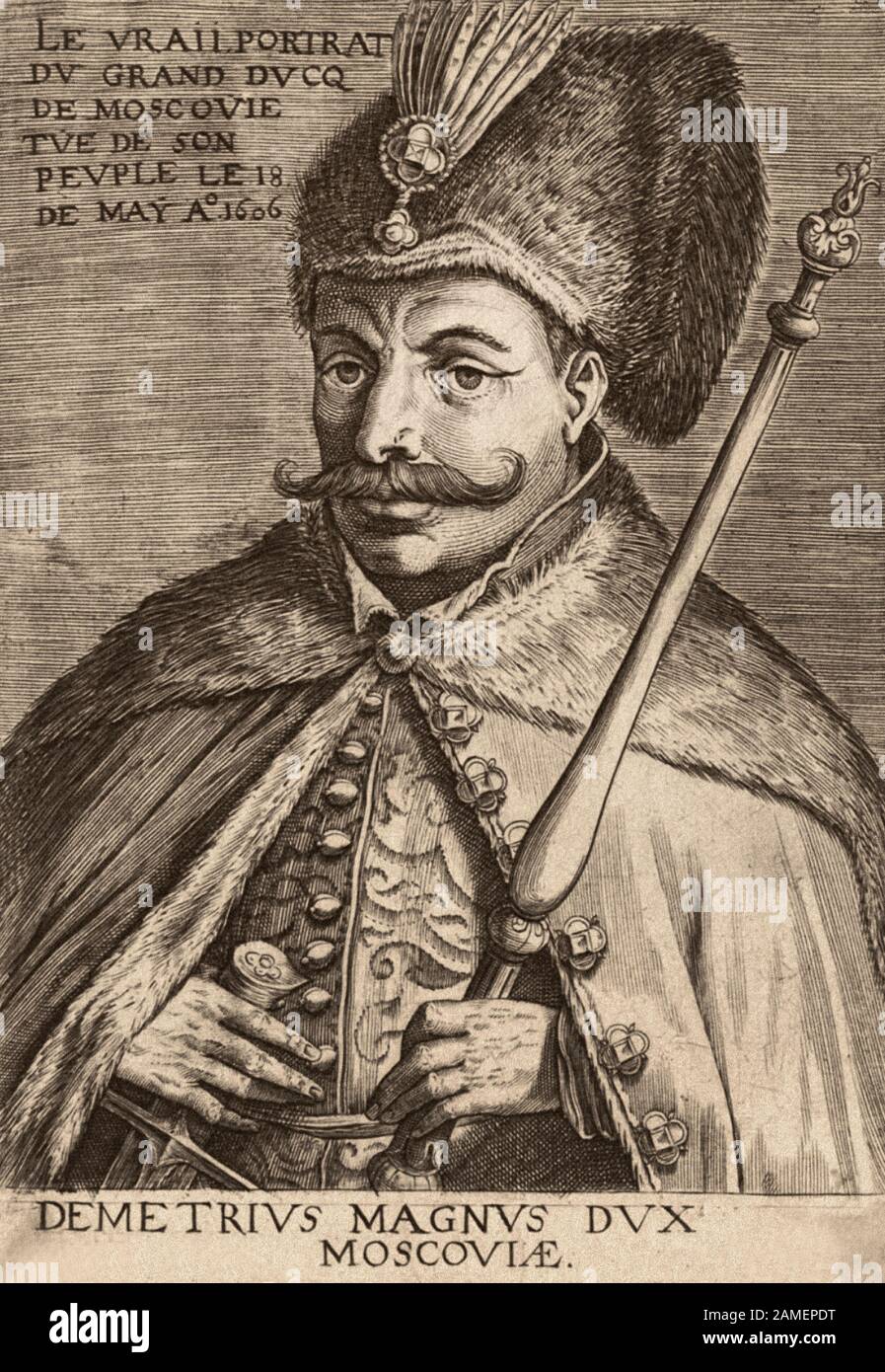 FALSE Dmitrij (?-1606 - russischer Zar mit 1. Juni 1605 Jahr 17 (27) am Mai 1606 Jahr, über weit verbreitete historiographische Tradition - die ersten drei von Stockfoto