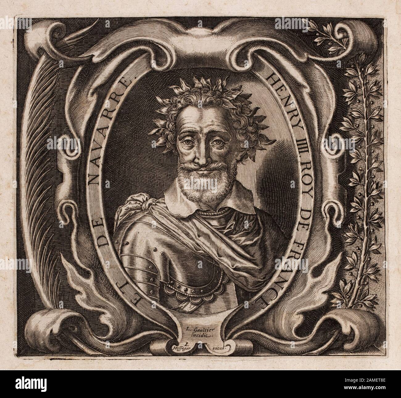 Porträt von Heinrich IV. Von Frankreich (1553-1610). Paris: Claude Sonnius, 1639 Heinrich IV., auch bekannt durch den Epithet Guter König Henry oder Heinrich der Große, war Ki Stockfoto