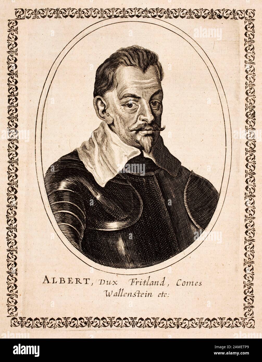 Porträt von Albrecht von Wallenstein (1583-1634), einem böhmischen Militärführer und Staatsmann, der während der Dreißigjährigen Wa auf der katholischen Seite kämpfte Stockfoto