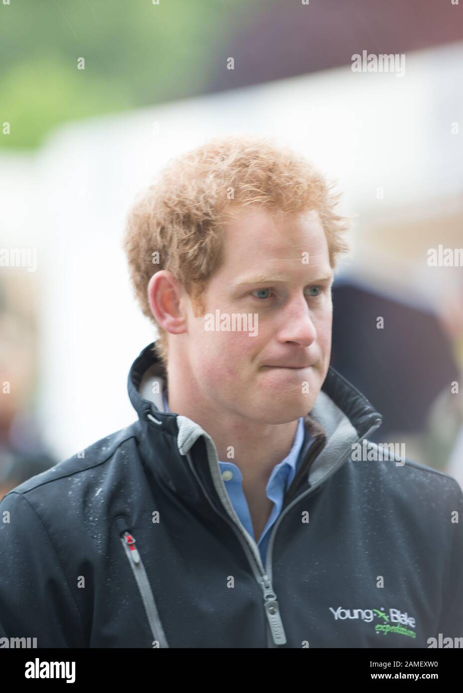 RHS Chelsea Flower Show, London, Großbritannien. Mai 2015. Prinz Harry, Herzog von Sussex auf dem Sentebale Hope in Vulnerability Garden, der die Not der verletzlichsten Kinder Lesothos hervorheben will. Sentebale ist eine Wohltätigkeitsorganisation, die von Prinz Harry und Prinz Seeiso gegründet wurde. Kredit: Maureen McLean/Alamy Stockfoto