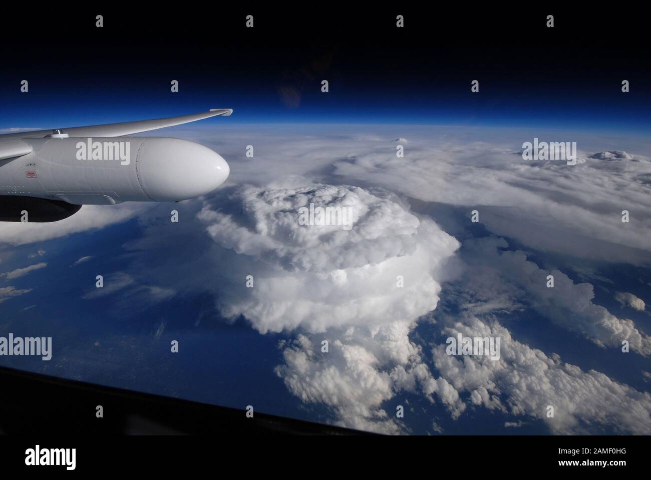 USA - das er-2-Flugzeug der NASA überfliegt während des Experiments Integrated Precipitation and Hydrology ein Sturmsystem in North Carolina Stockfoto