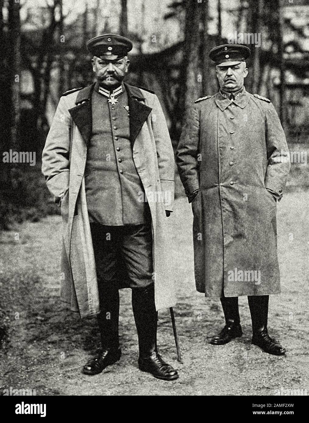 Generalfeldmarschall von Hindenburgs und Quartiermeister General Ludendorff bildeten ab August 1916 das dritte Oberkommando der Armee. De facto bildeten sie sich Stockfoto
