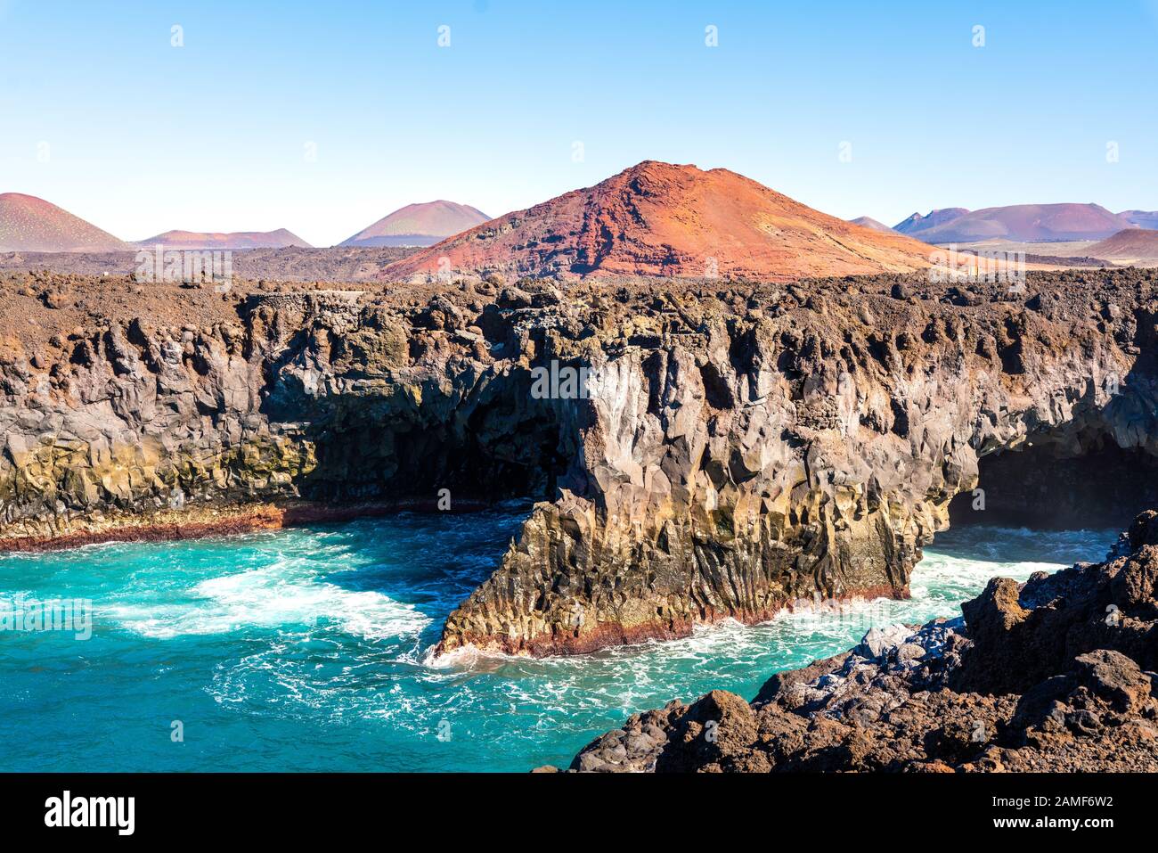 Klippen, Los Hervideros, Lanzarote, Kanarische Inseln. Spanien Stockfoto