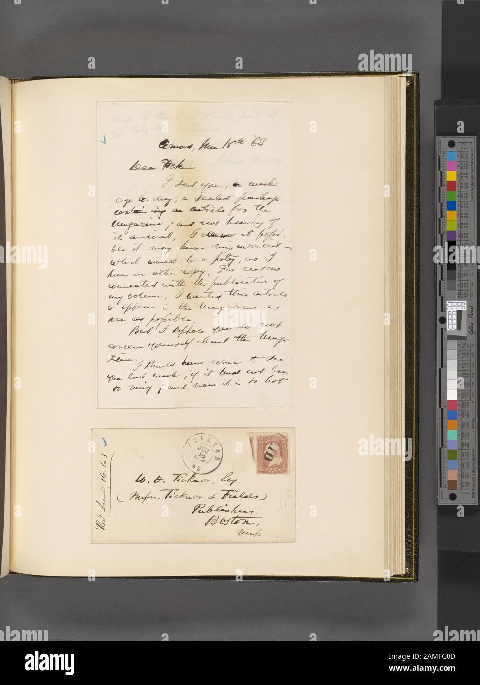 Ticknor, (William D), als bis 16. Juni, 1863 Wurde Die Digitalisierung durch ein Leitgeschenk der Polonsky-Stiftung ermöglicht. Citation/Reference: Centenary Edition, XVIII, The Letters 1857-1864, S.578, #1269.; Ticknor, [William D.], als to. 16. Juni, 1863. Stockfoto