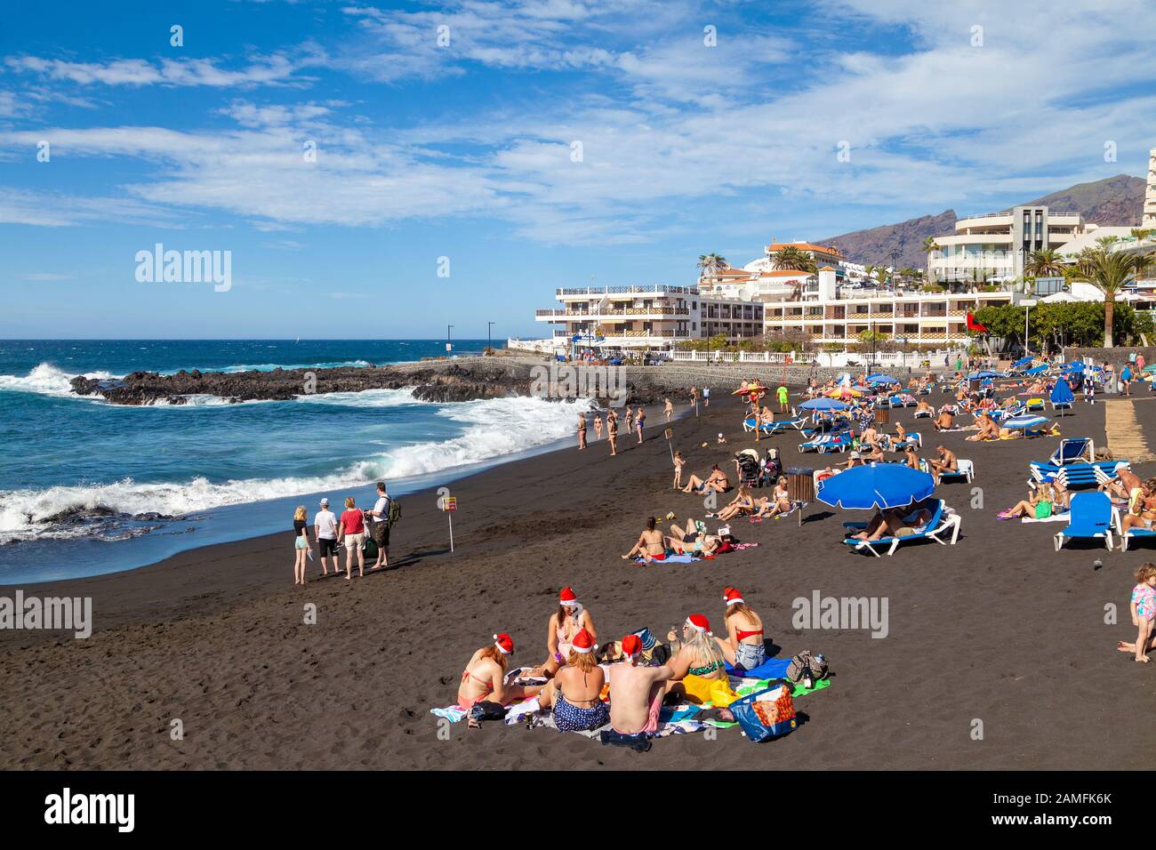 Weihnachten am Strand Playa da la Arena, Puerto de Santiago, Teneriffa, Kanarische Inseln, Spanien Stockfoto