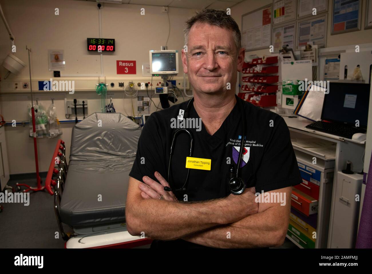 Yeovil District Hospital, Somerset mit Dr.Jonathan Tipping, Clinical Director of Accident & Emergency und A&E-Berater. Stockfoto