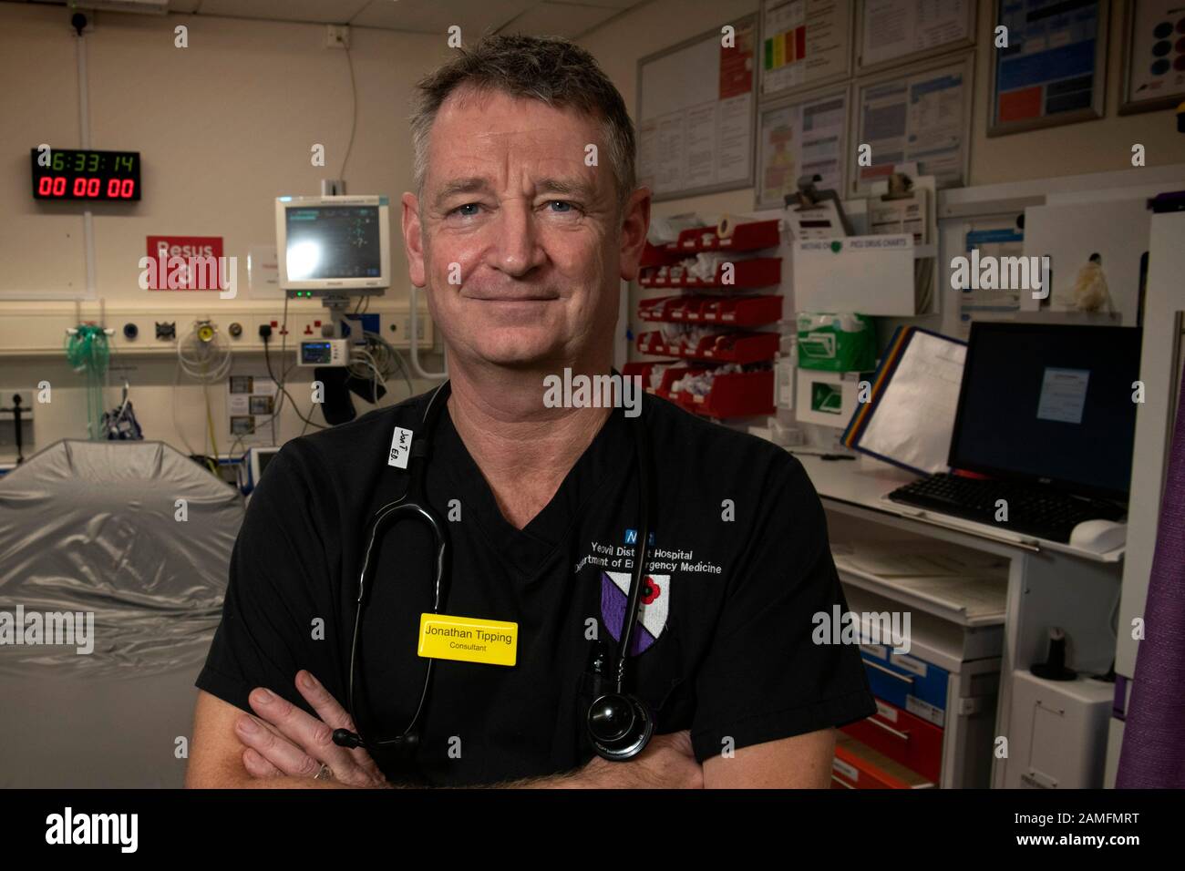 Yeovil District Hospital, Somerset mit Dr.Jonathan Tipping, Clinical Director of Accident & Emergency und A&E-Berater. Stockfoto