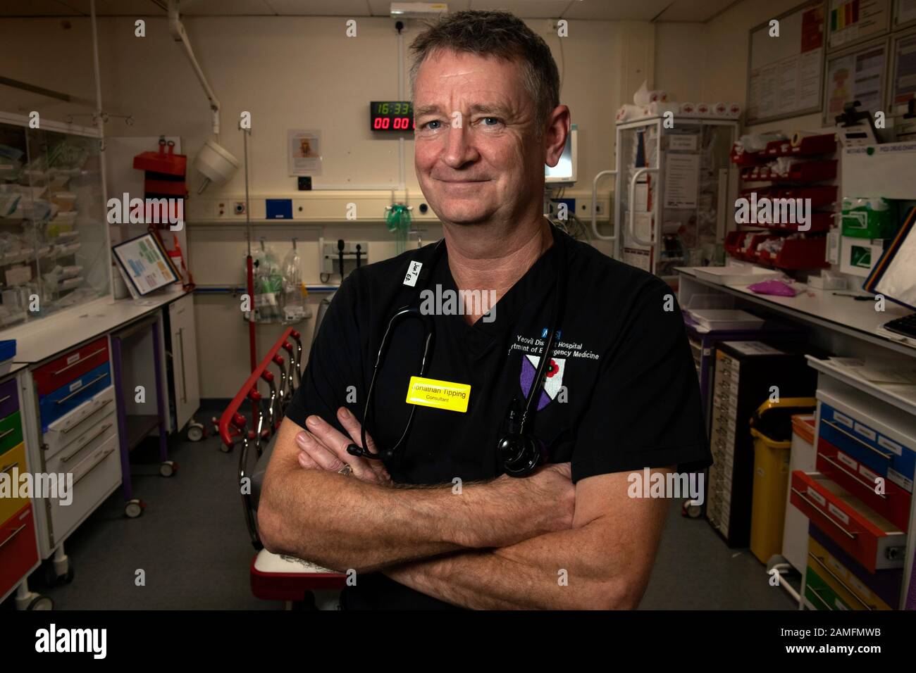Yeovil District Hospital, Somerset mit Dr.Jonathan Tipping, Clinical Director of Accident & Emergency und A&E-Berater. Stockfoto