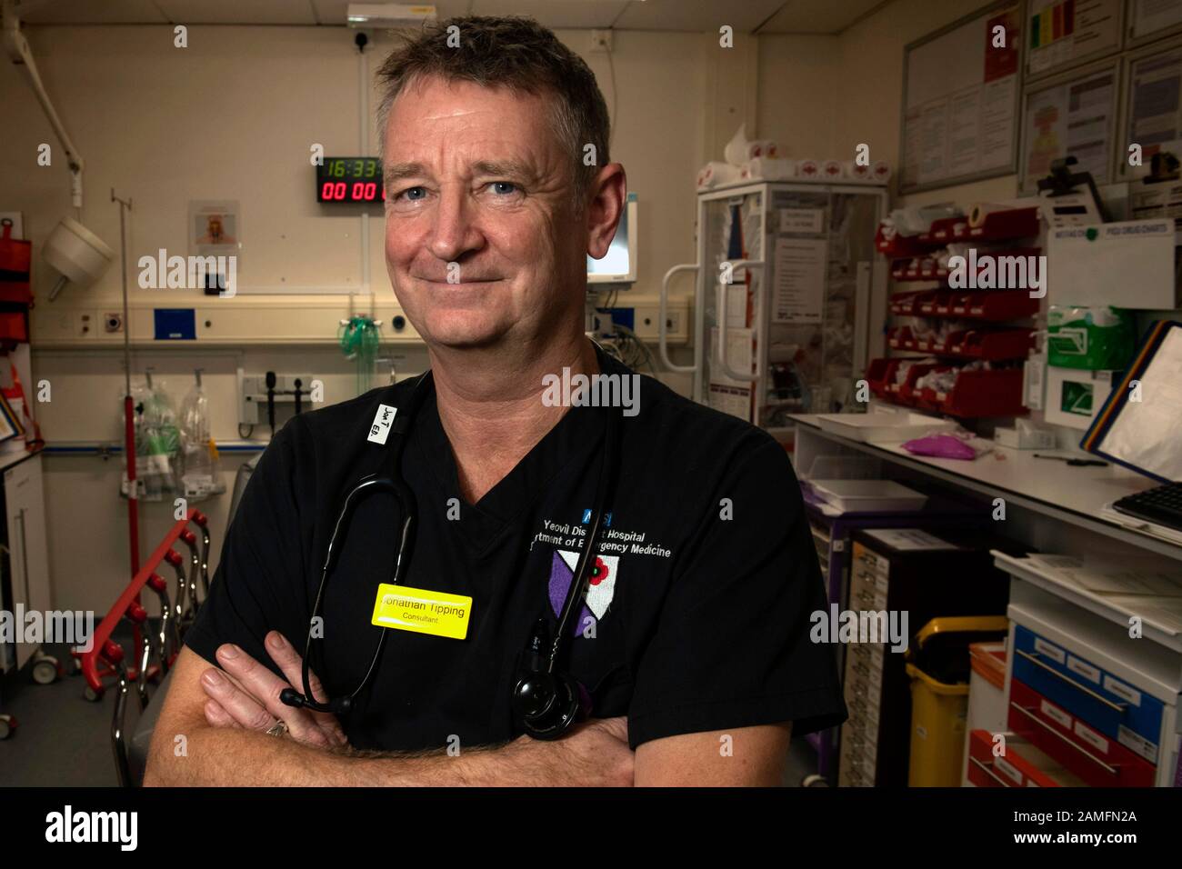 Yeovil District Hospital, Somerset mit Dr.Jonathan Tipping, Clinical Director of Accident & Emergency und A&E-Berater. Stockfoto