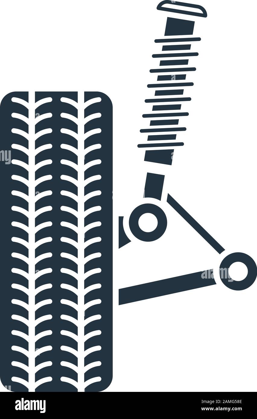 Wartung der Autofederung, Symbol für Radausrichtung - Achse und Raddämpfer Stock Vektor