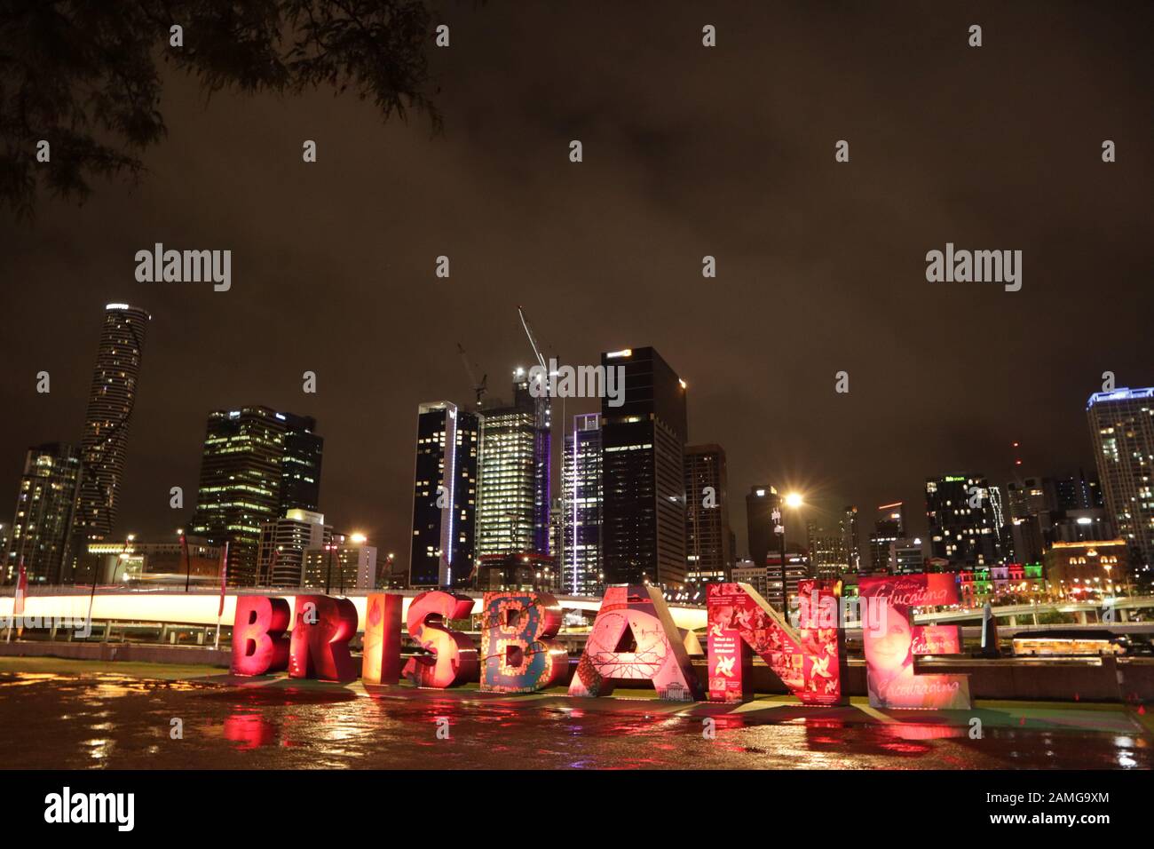 Das Stadtbild von Brisbane bei Nacht Stockfoto