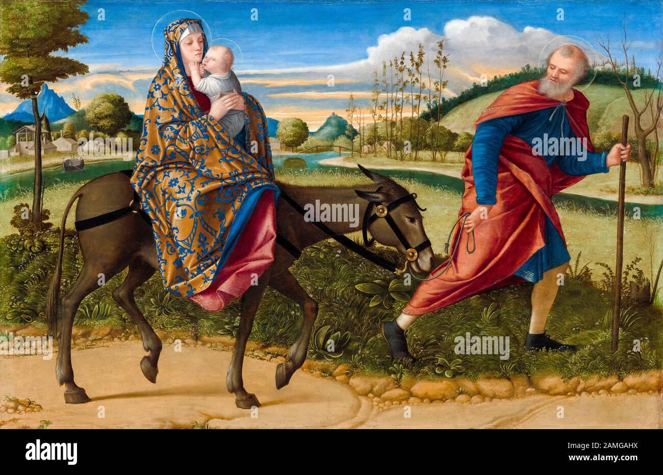 Vittore Carpaccio, Die Flucht nach Ägypten, Malerei, ca. 1515 Stockfoto