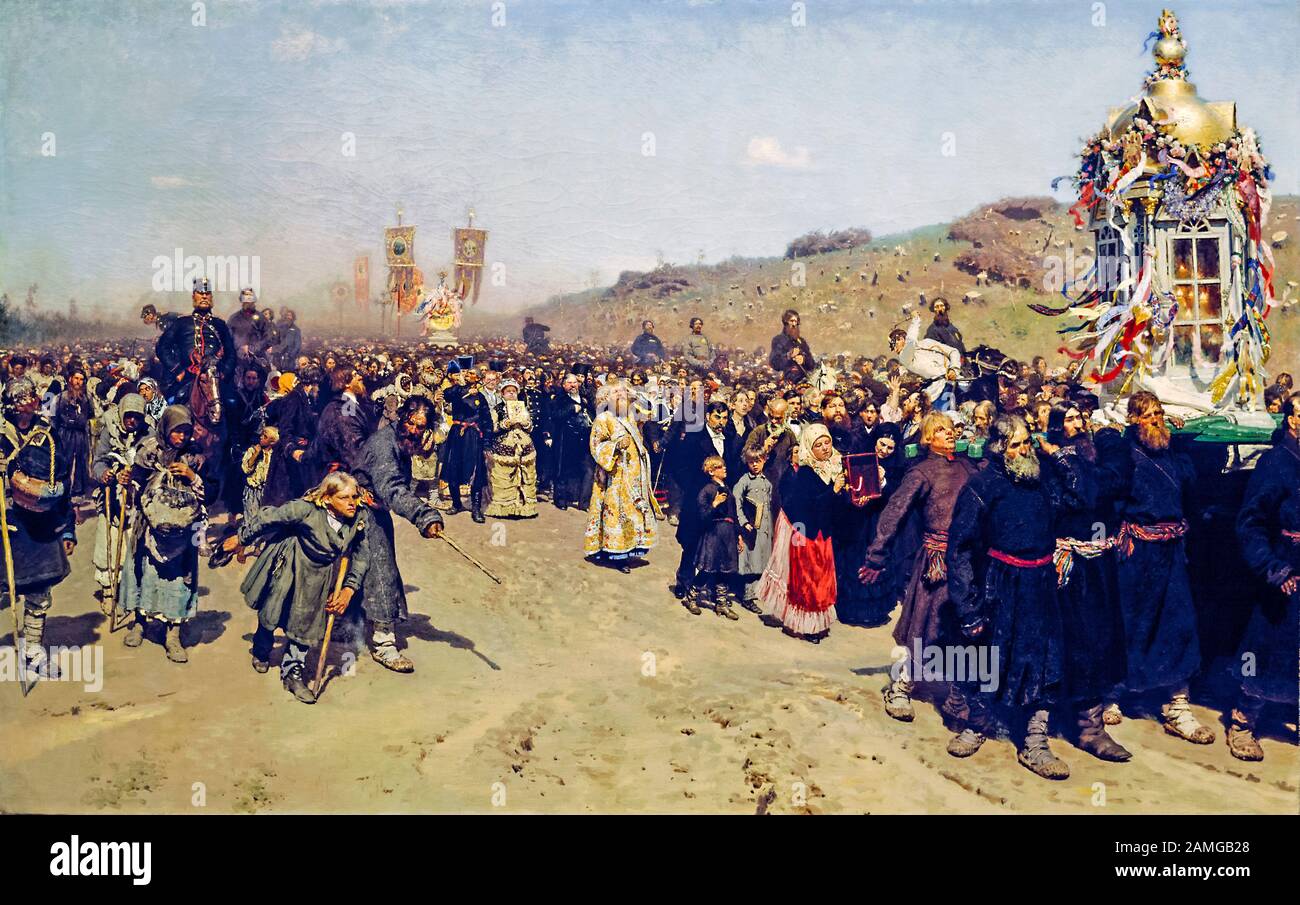 Ilya Repin, Krestny Khod (Religiöse Prozession) in Kursk Gubernia, Malerei, 1880-1883 Stockfoto