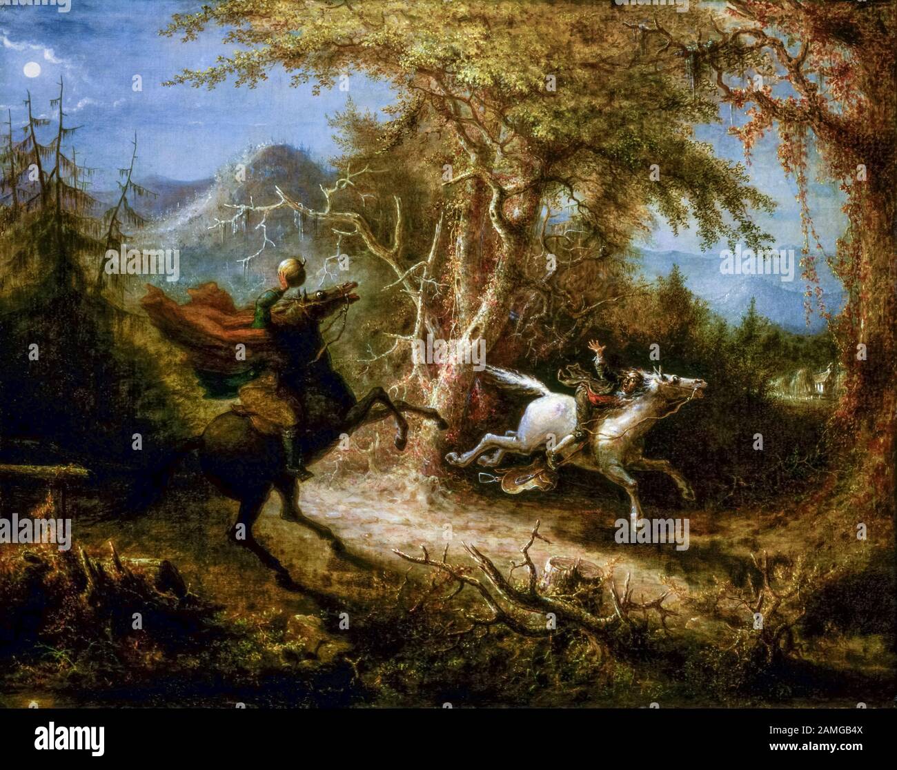 John Quidor, The Headless Horseman Aaching Ichabod Crane, Painting, 1858 Stockfoto