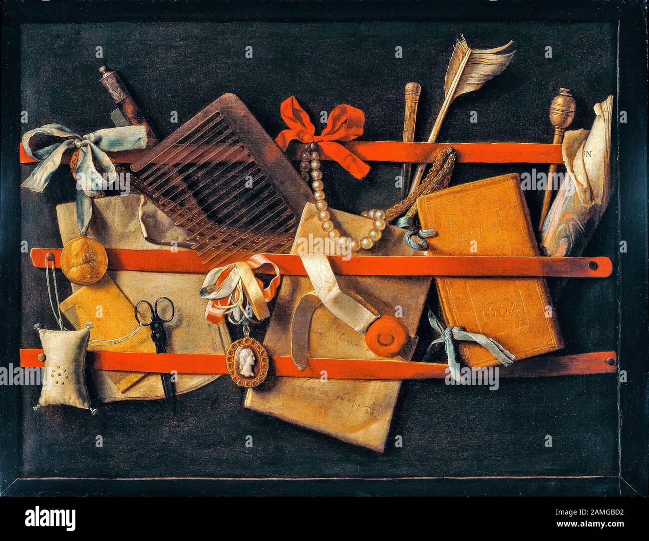 Samuel Dirksz van Hoogstraten, Tromp-l'oeil, Stilllebengemälde, 1664 Stockfoto