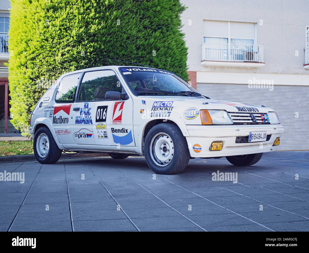 Montmelo, SPANIEN - 30. NOVEMBER 2019: 1988 Peugeot 205 Rallye (Peugeot-Talbot) Stockfoto