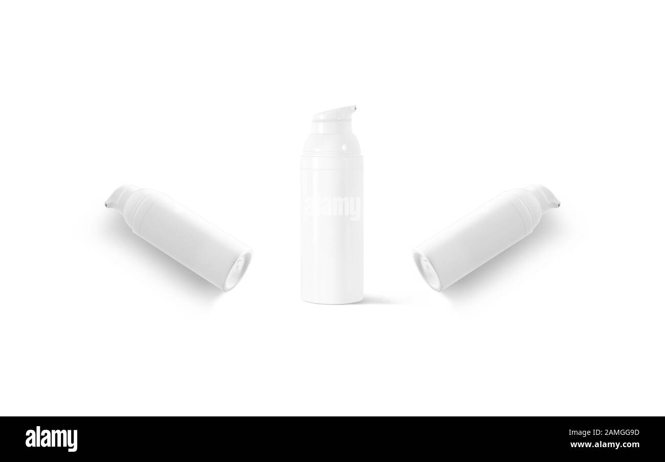 Blank weiße Creme Flasche Mockup, Vorder-und Seitenansicht Stockfoto
