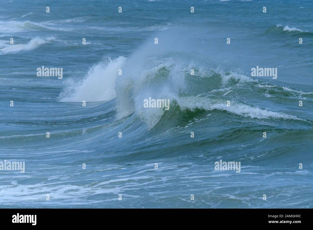 Breaking Wave, Vorupor, Nationalpark Thy, Thisted, Nordsee, Nordjütland, Dänemark Stockfoto