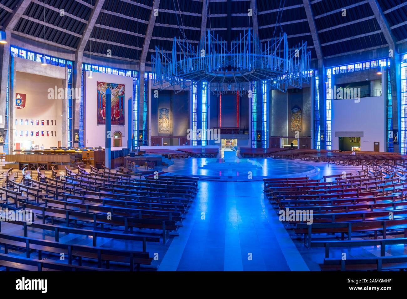 Innenansicht der Metropolitan Cathedral of Christ the King. Die katholische Kathedrale von Liverpool, Merseyside Stockfoto